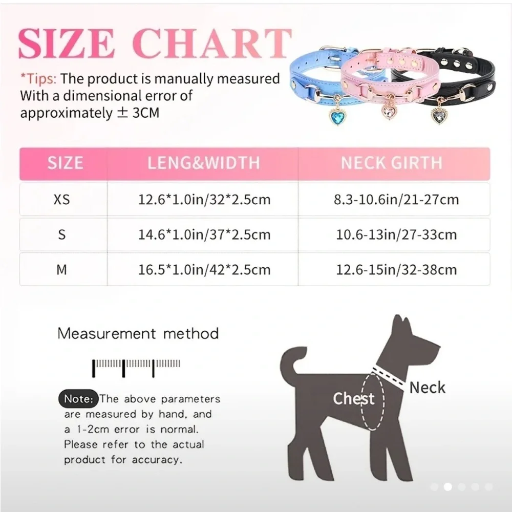 Blue Heart Charm Pet Collar